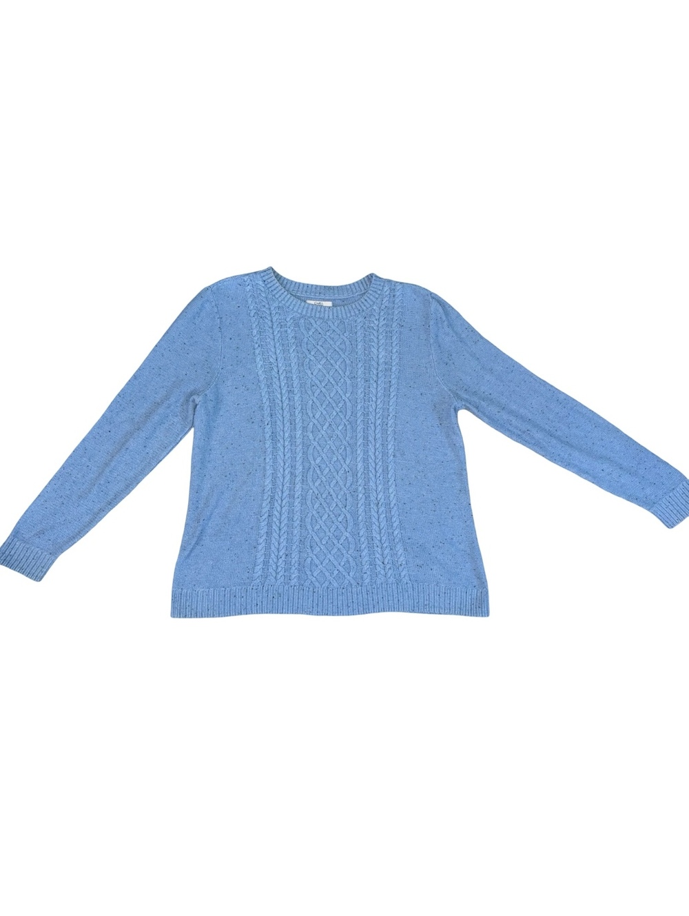 Croft & Barrow Womens Petite Large PL Blue Cable Knit Crewneck Sweater